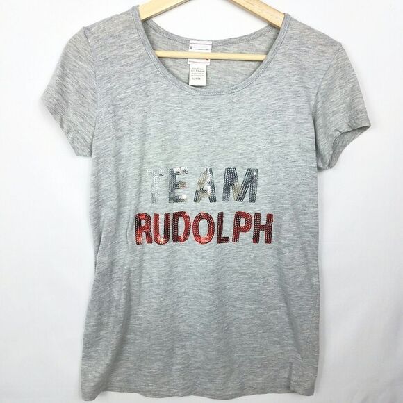 "Team Rudolph" Sequined T-shirt - Picture 1 of 7